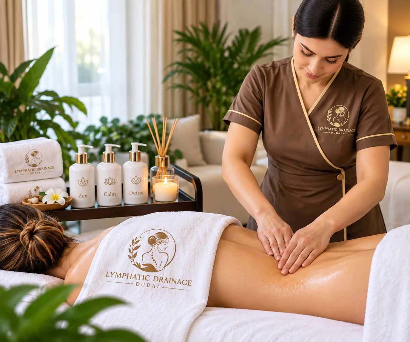 Lymphatic drainage massage treatment for women at home in Dubai
